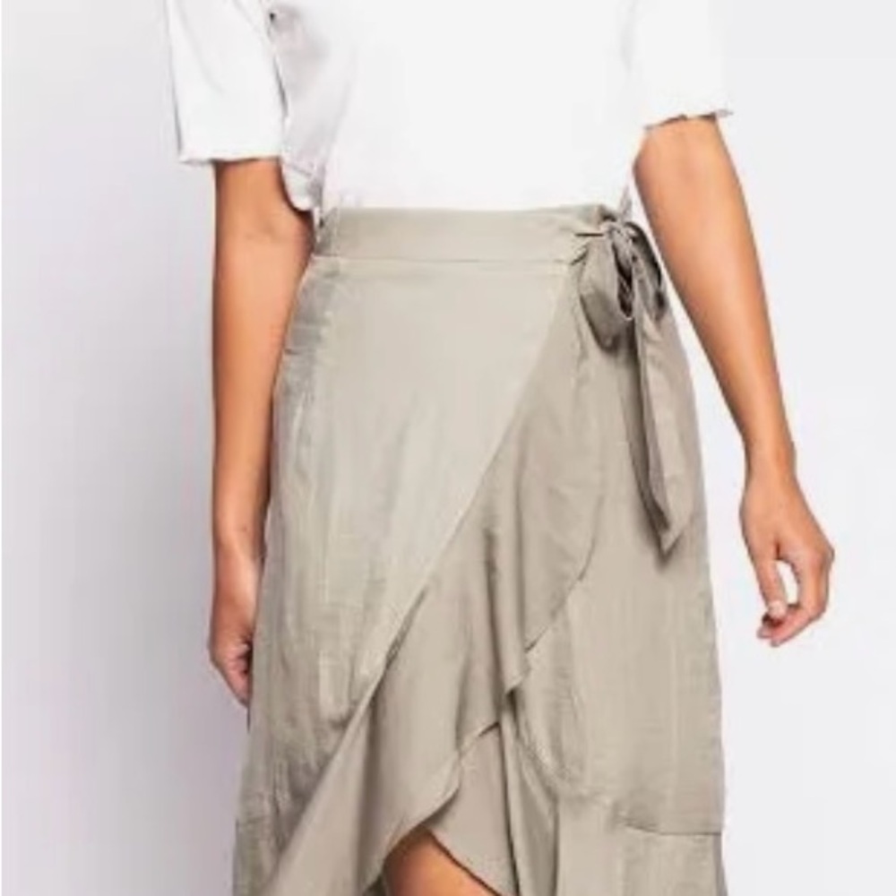 Pink Martini Cream Tan Midi Wrap Skirt